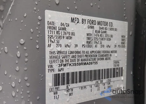 2024 Ford Mustang Mach-E Premium z USA, uszkodzony, nr VIN 3FMTK3S59RMA09755